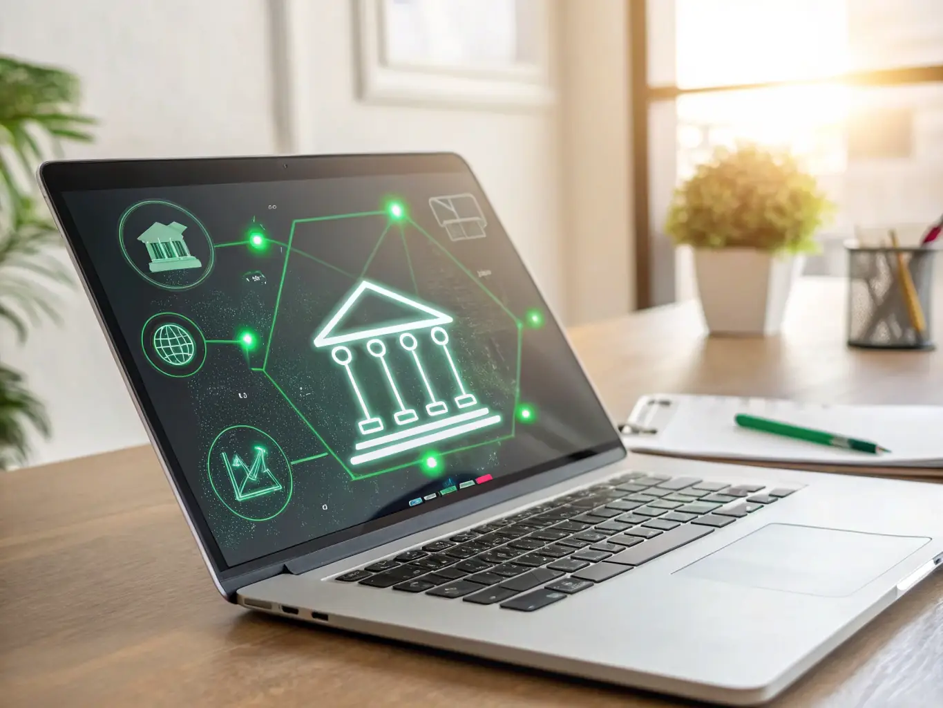 A visual representation of Tink's open banking platform, showing various financial institutions and applications seamlessly connected and sharing data securely.