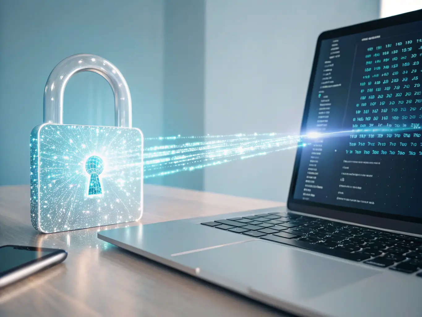 An image depicting a secure data stream, symbolizing Tink's advanced data analytics capabilities and commitment to data privacy and security.