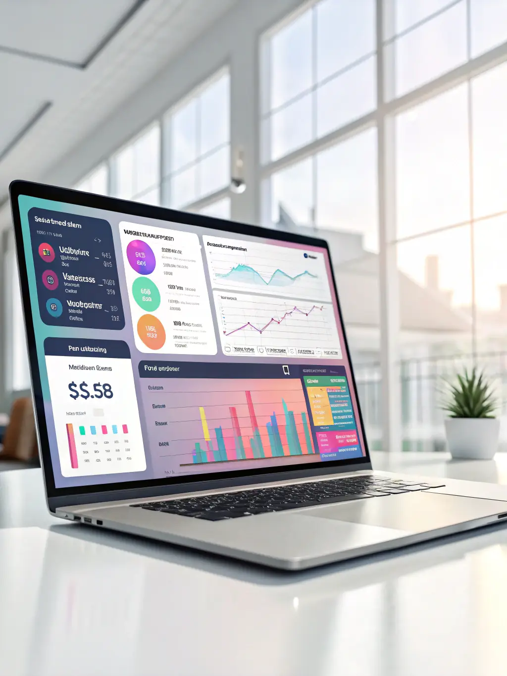 An image showcasing the Ramp platform's dashboard, highlighting its user-friendly interface and real-time expense tracking capabilities. Charts and graphs should be visible, illustrating financial insights.